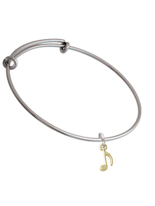 Mini Gold Tone Eighth Note Charm Bangle Bracelet