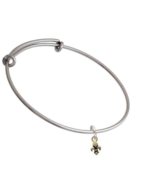 Mini Gold Tone Fleur de Lis Charm Bangle Bracelet