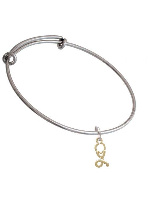 Gold Tone Stethoscope Charm Bangle Bracelet