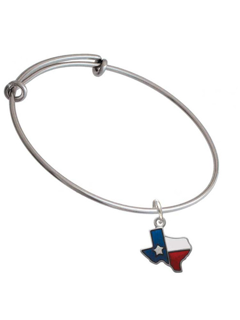 Texas - Lone Star Glass Charm Bangle Bracelet