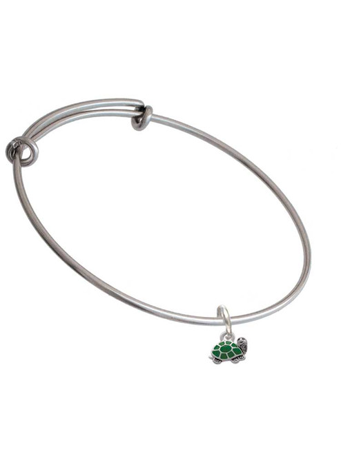 Mini Green Turtle - Side Charm Bangle Bracelet