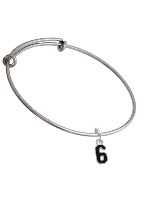 Black Number - 6 Charm Bangle Bracelet