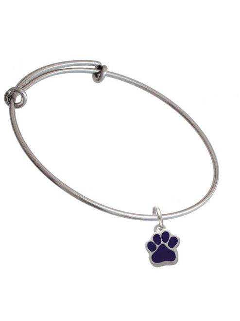 Small Purple Paw Charm Bangle Bracelet