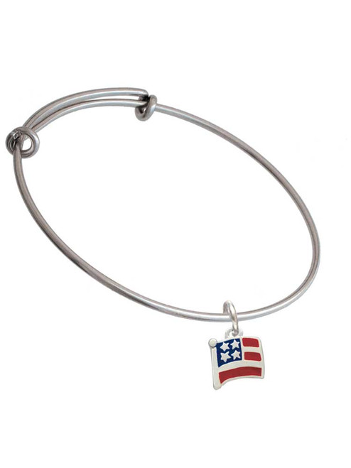 Mini USA Flag Charm Bangle Bracelet