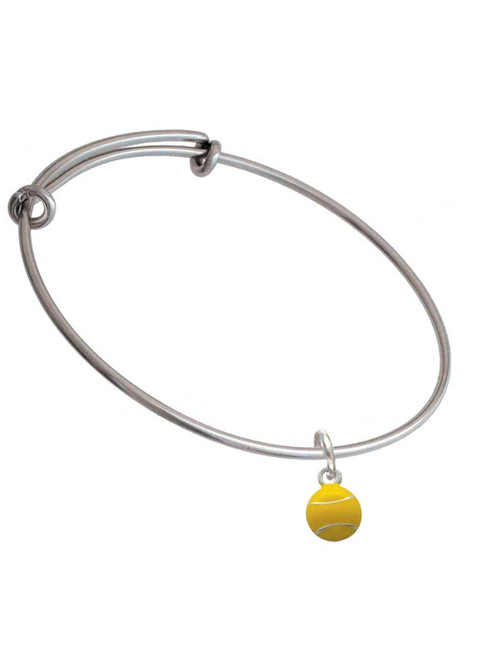 Mini Enamel Tennis Ball Charm Bangle Bracelet
