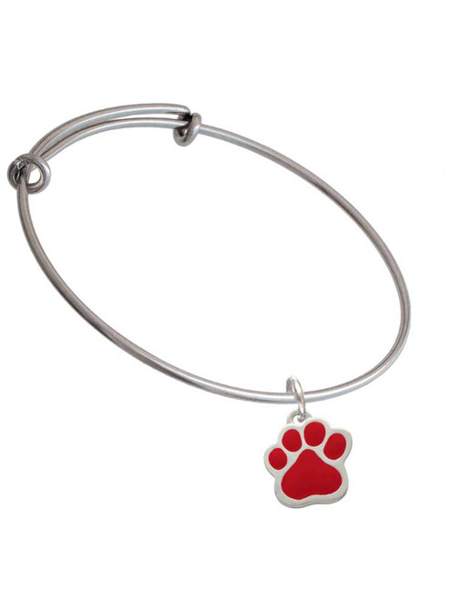 Large Red Paw Charm Bangle Bracelet