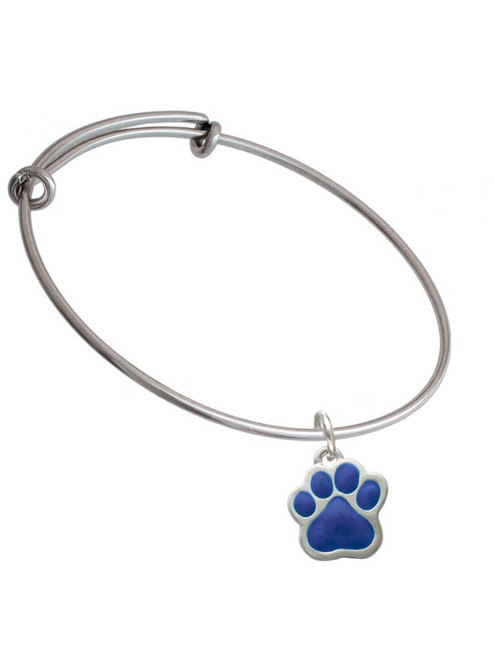 Large Royal Blue Paw Charm Bangle Bracelet