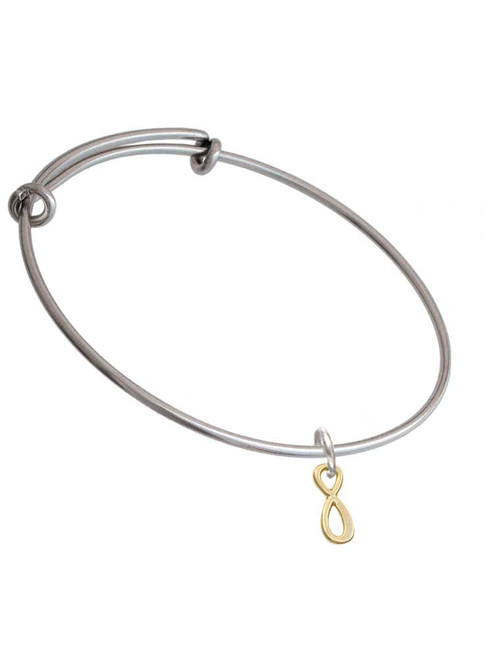 Small Elegant Gold Tone Infinity Sign Charm Bangle Bracelet