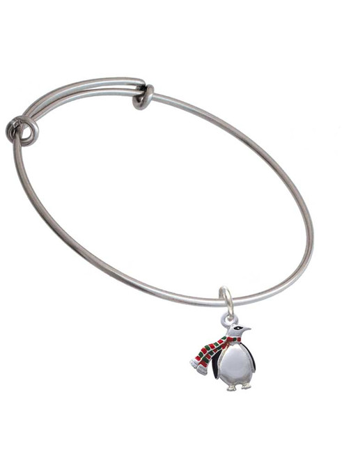 Penguin with Scarf Charm Bangle Bracelet