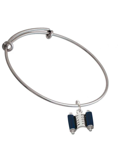Blue Torah Scroll Charm Bangle Bracelet