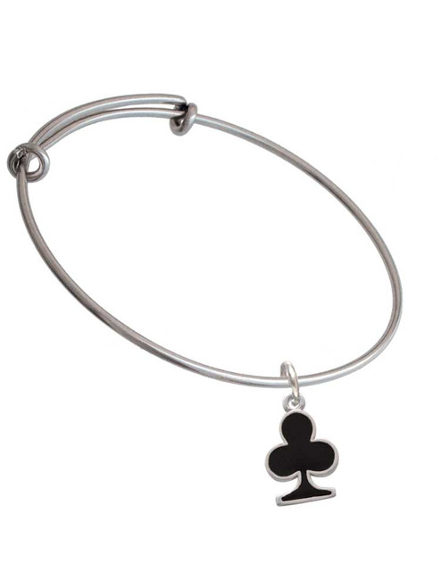 Card Suit - Club Charm Bangle Bracelet