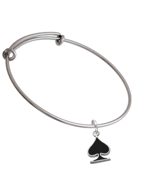 Card Suit - Spade Charm Bangle Bracelet