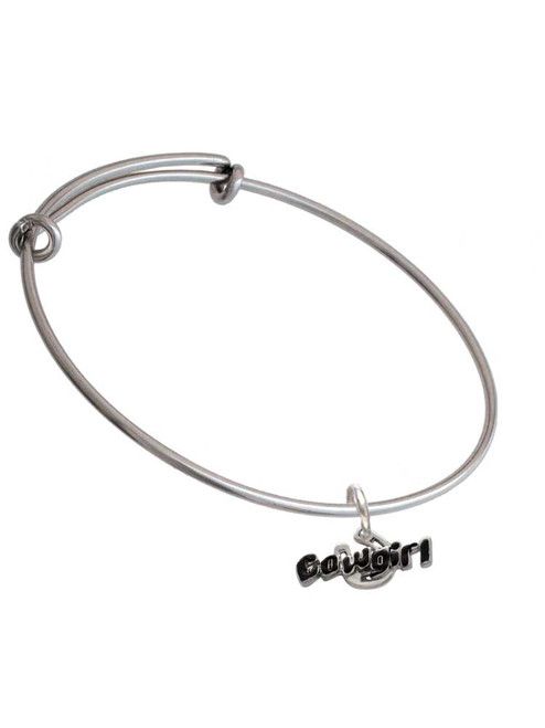 Black Cowgirl Charm Bangle Bracelet