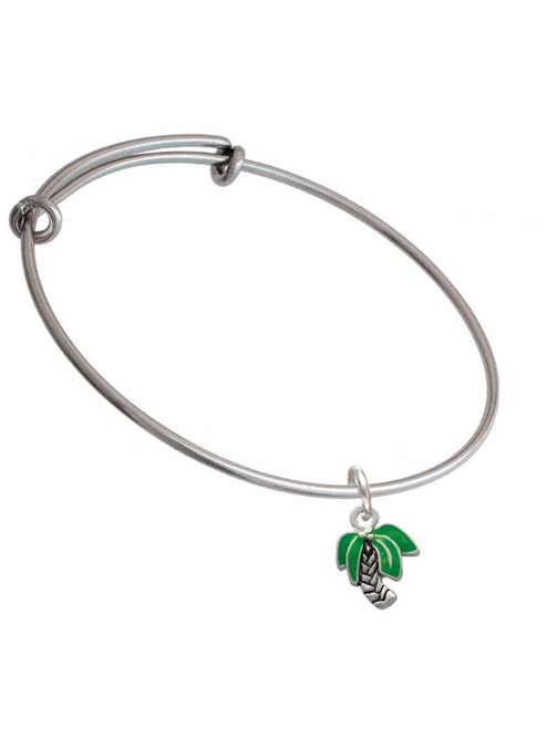 Mini Enamel Palm Tree Charm Bangle Bracelet