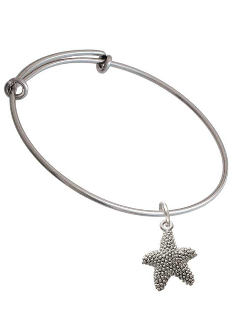 Antiqued Starfish Charm Bangle Bracelet