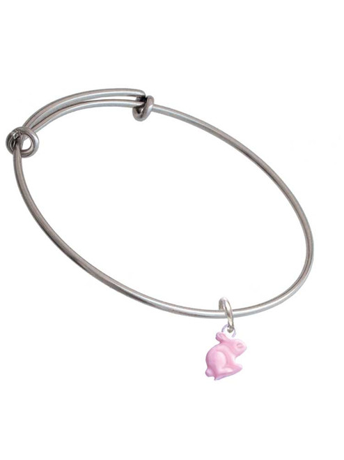 Mini Pink Bunny Charm Bangle Bracelet