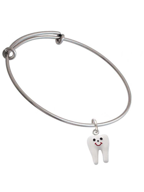 Enamel Tooth Charm Bangle Bracelet