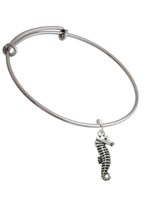 Antiqued Seahorse Charm Bangle Bracelet