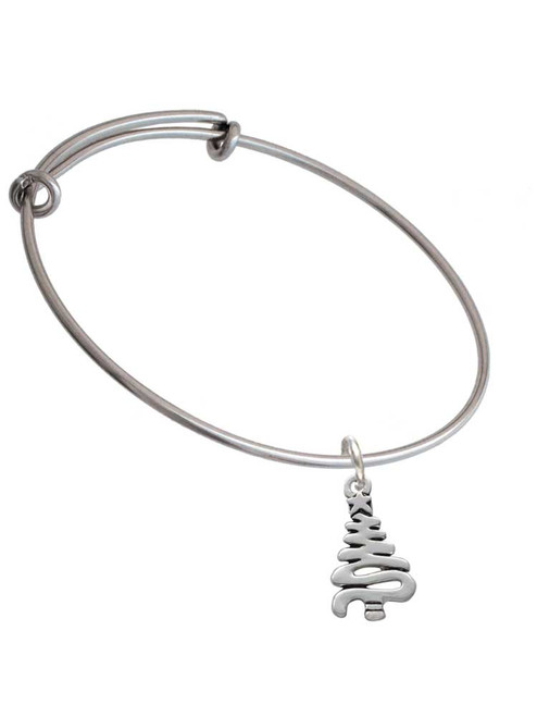 Christmas Tree Zig Zag Charm Bangle Bracelet