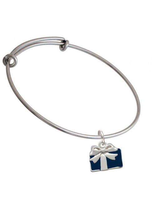 Blue Present Charm Bangle Bracelet