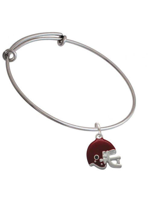 Small Maroon Football Helmet Charm Bangle Bracelet