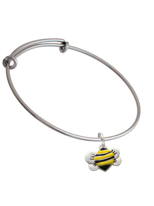 Large Enamel Bumble Bee Charm Bangle Bracelet