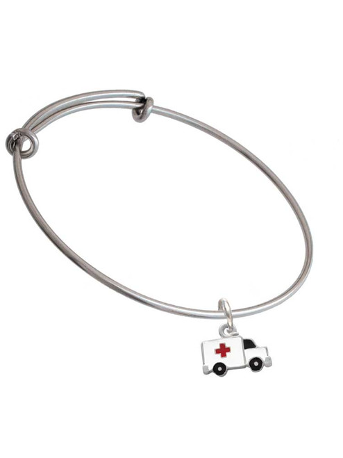 Ambulance with Cross Charm Bangle Bracelet