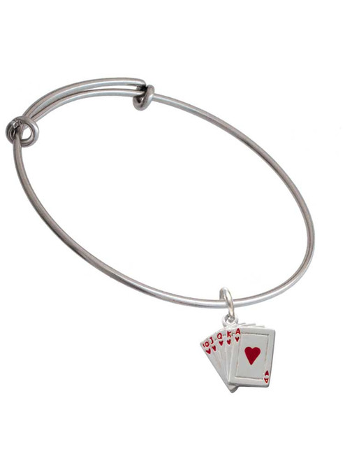 Card Hand - Hearts Charm Bangle Bracelet