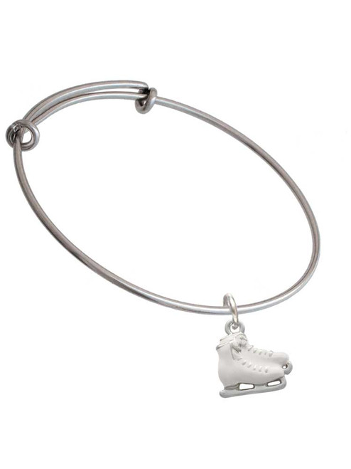 White Ice Skates Charm Bangle Bracelet