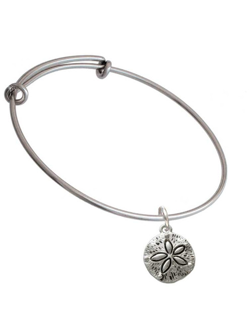 Antiqued Sand Dollar Charm Bangle Bracelet
