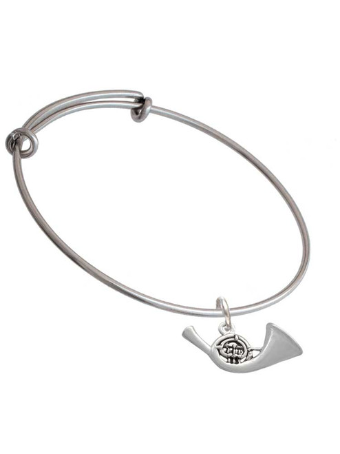 French Horn Charm Bangle Bracelet