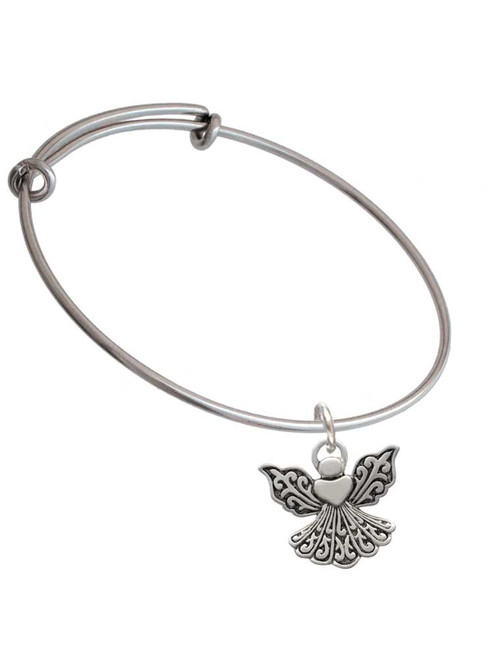 Angel with Heart Charm Bangle Bracelet