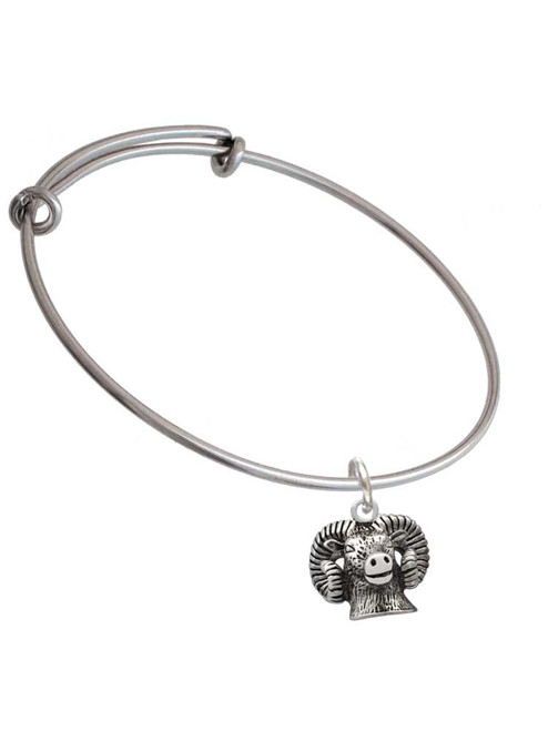 Ram Head Charm Bangle Bracelet