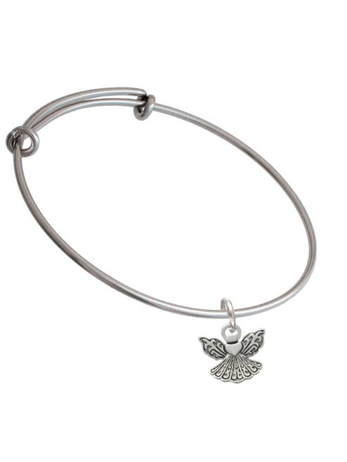 Small Angel with Heart Charm Bangle Bracelet