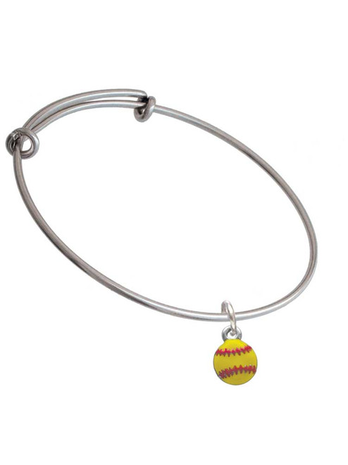 Mini Softball - Two Sided - Charm Bangle Bracelet
