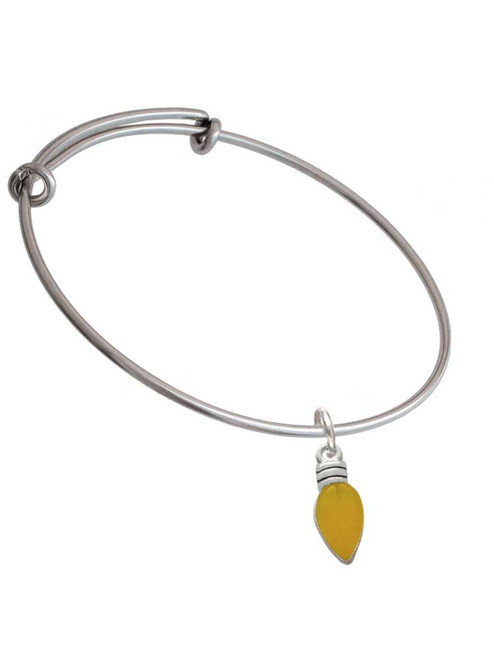 Christmas Lights - Hot Yellow Resin Charm Bangle Bracelet