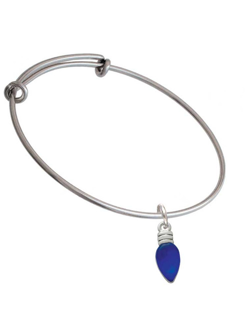 Christmas Lights - Blue Resin Charm Bangle Bracelet