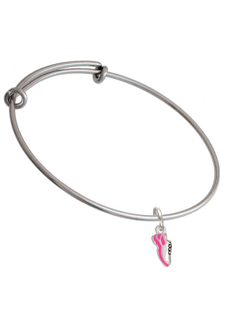 Mini Hot Pink Running Shoe Charm Bangle Bracelet