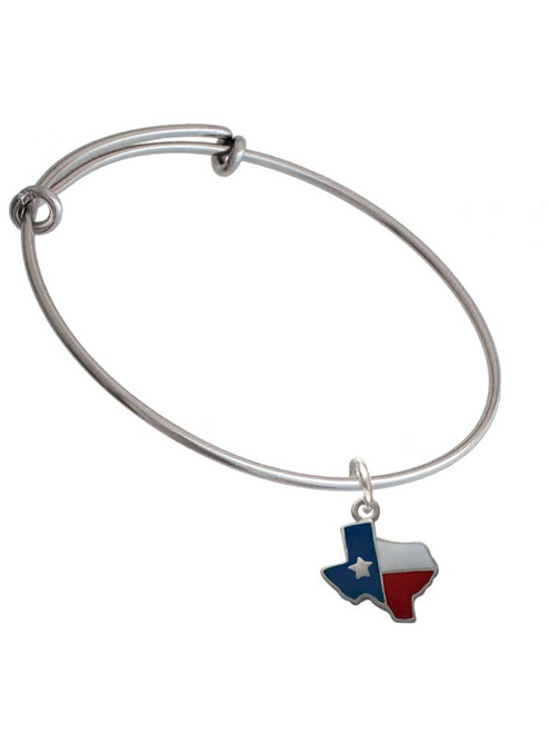 Enamel Lone Star Texas Charm Bangle Bracelet