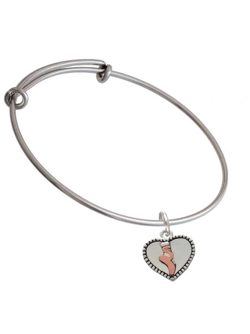 Ballet Shoe in Heart Charm Bangle Bracelet