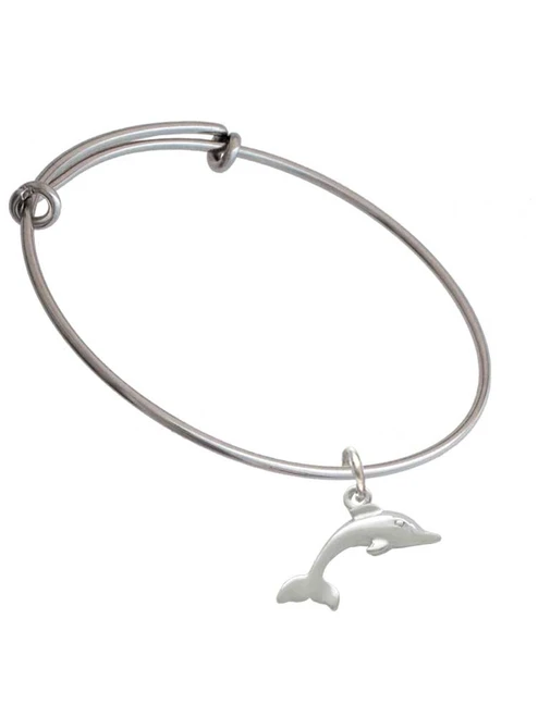 Antiqued Dolphin Charm Bangle Bracelet