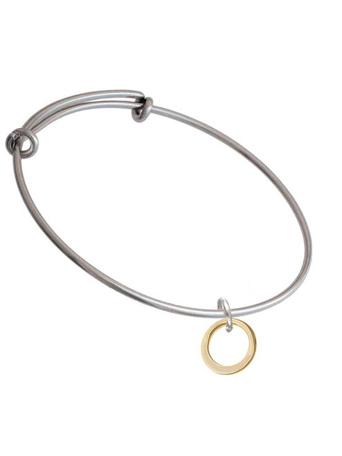 Medium Gold Tone Karma Ring Charm Bangle Bracelet