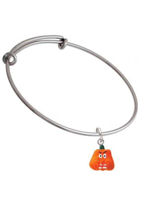 Resin Funny Boo! Pumpkin Charm Bangle Bracelet