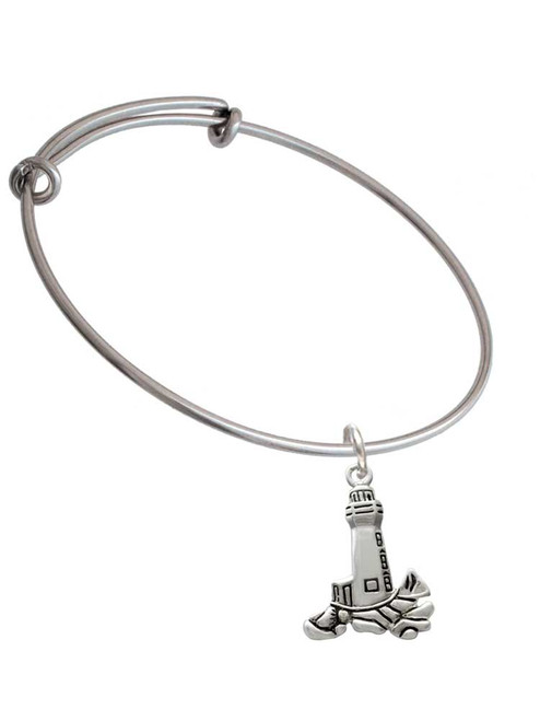 Antiqued Lighthouse Charm Bangle Bracelet