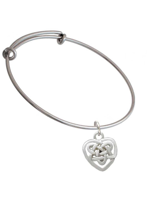 Small Celtic Heart Knot Charm Bangle Bracelet
