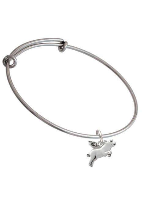 Flying Pig Charm Bangle Bracelet