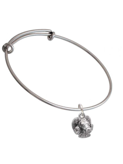 Medium 3-D Ram Head Charm Bangle Bracelet