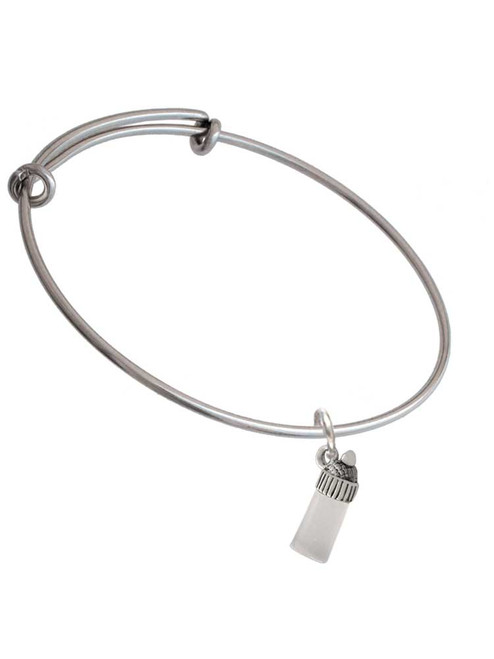 3-D Clear Frosted Baby Bottle Charm Bangle Bracelet