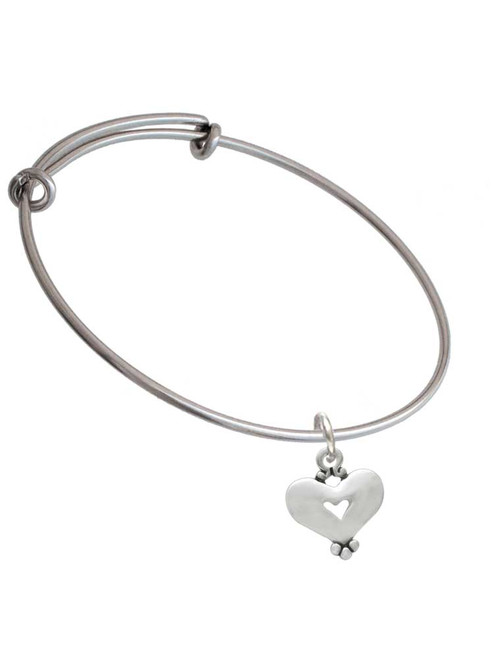 Large Heart with Cutout Charm Bangle Bracelet