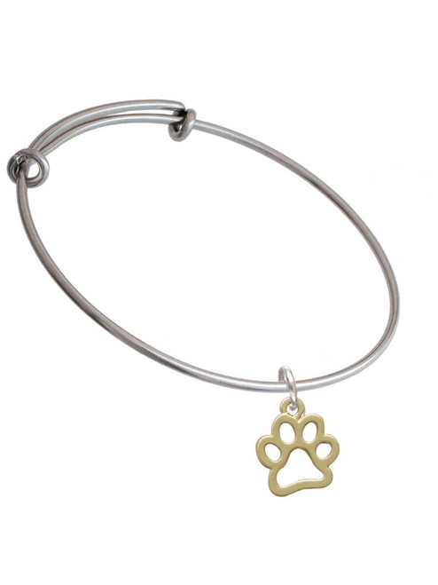 Medium Gold Tone Open Paw Charm Bangle Bracelet